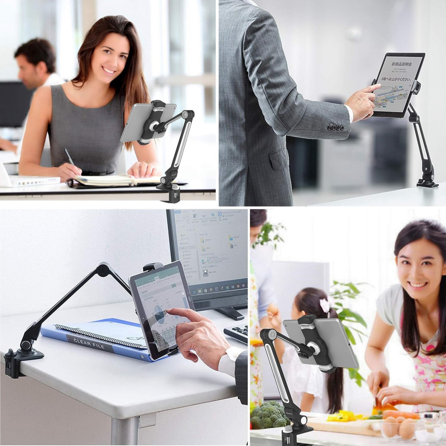 Suport Telefon & Tabletă din Aluminiu Reglabil 4.7” - 12.9” Negru