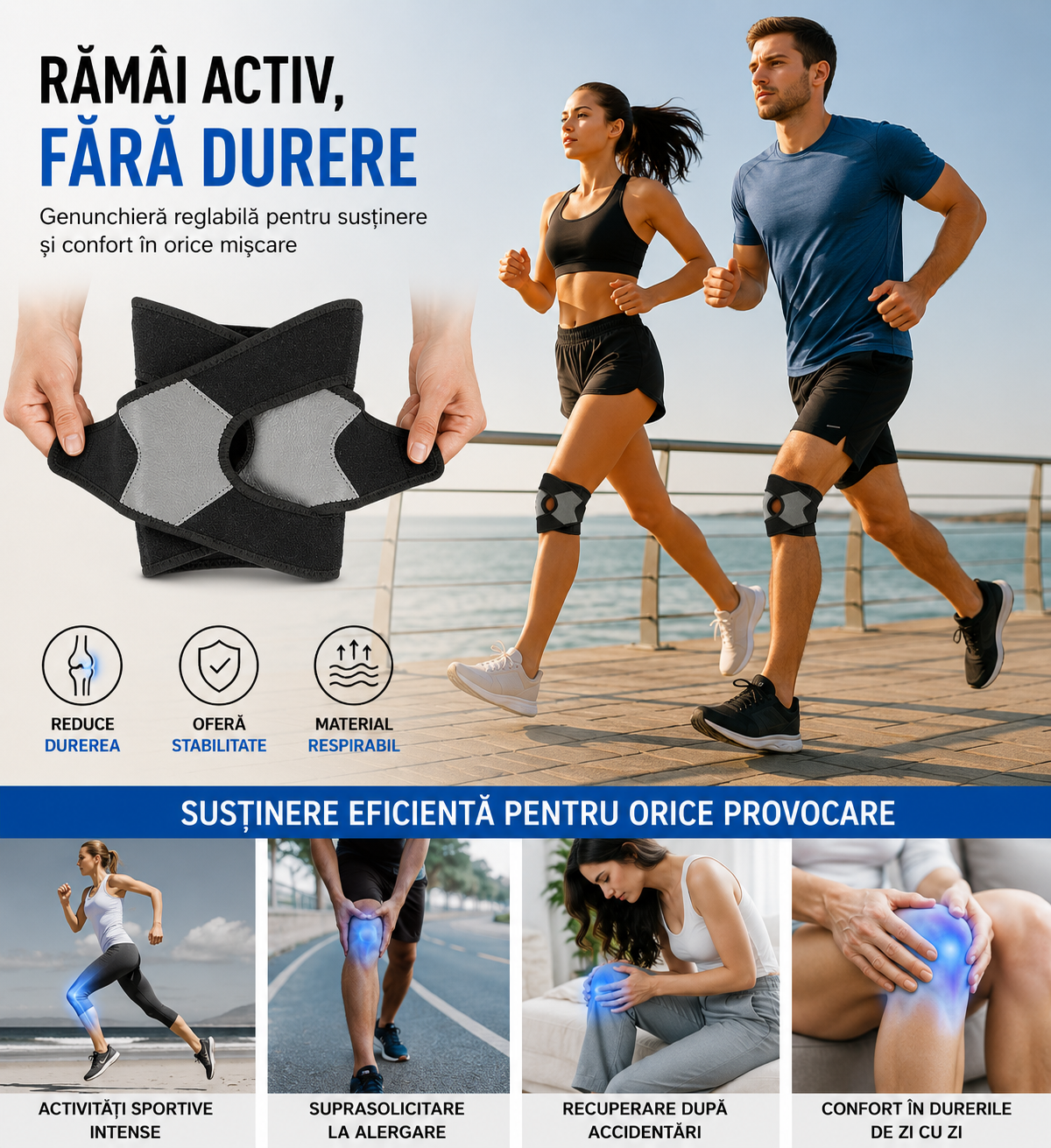 FlexiKnee – Genunchieră Ortopedică cu Suport 360°