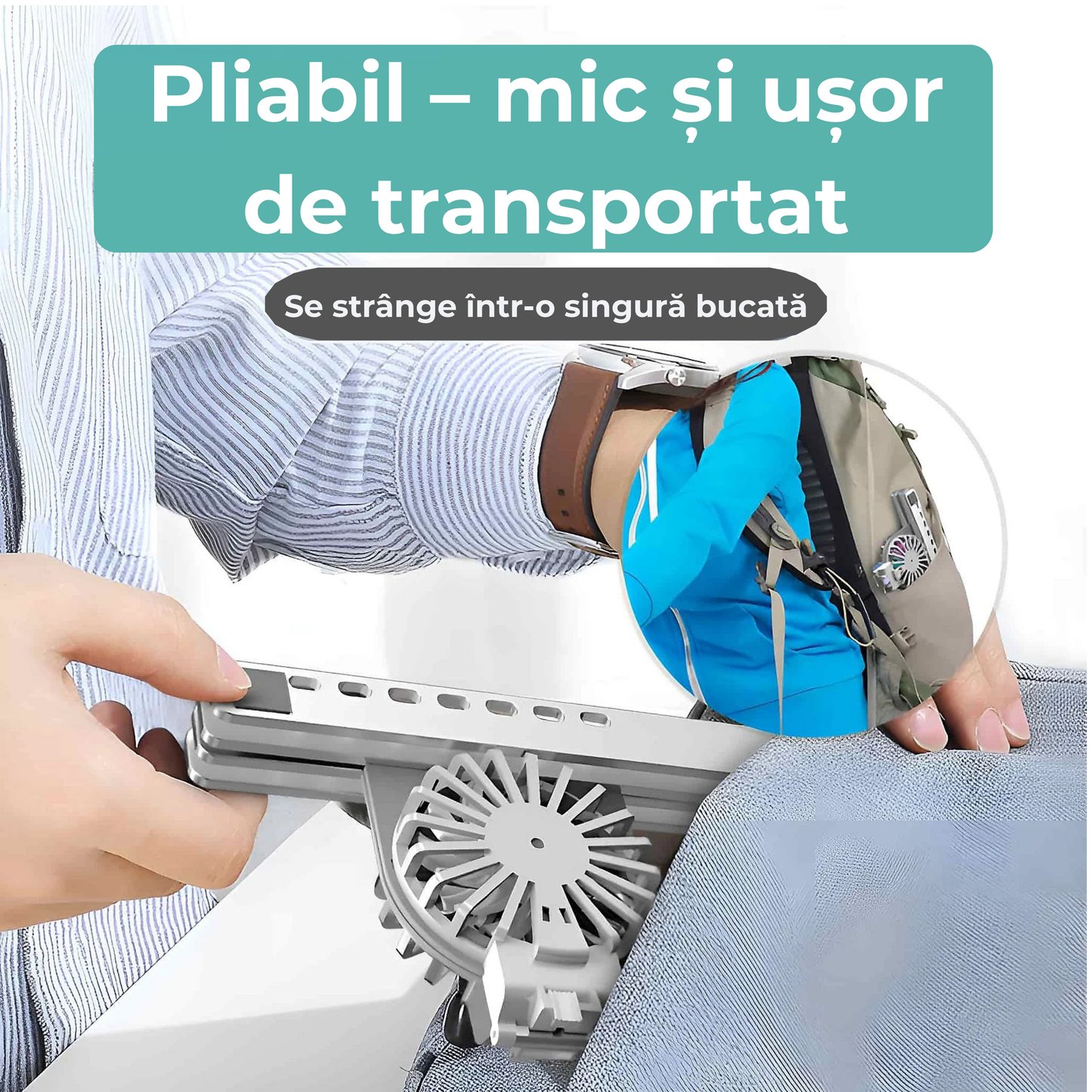 Suport Laptop Pliabil din Aluminiu și Silicon, Universal 13-17 Inch, cu Sistem Dublu de Răcire, 7 Trepte de Înălțime, Argintiu