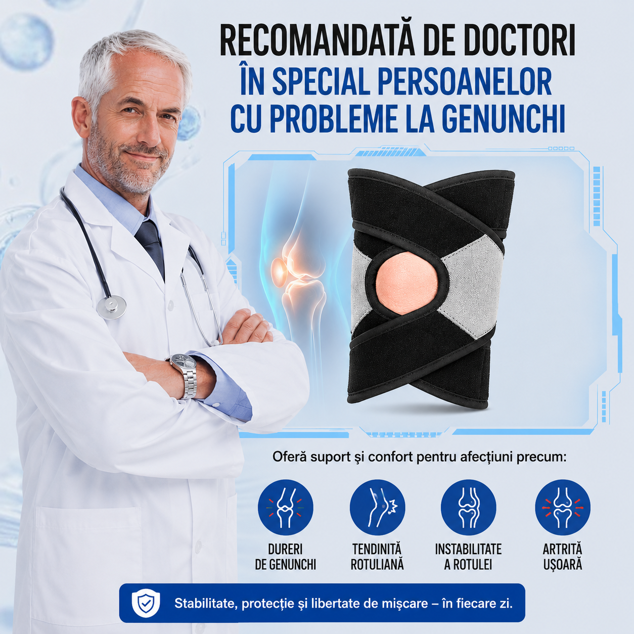 FlexiKnee – Genunchieră Ortopedică cu Suport 360°