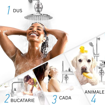 Filtru de Dus Universal cu 15 Stadii de Filtrare – Apă Curată pentru Piele Si Păr