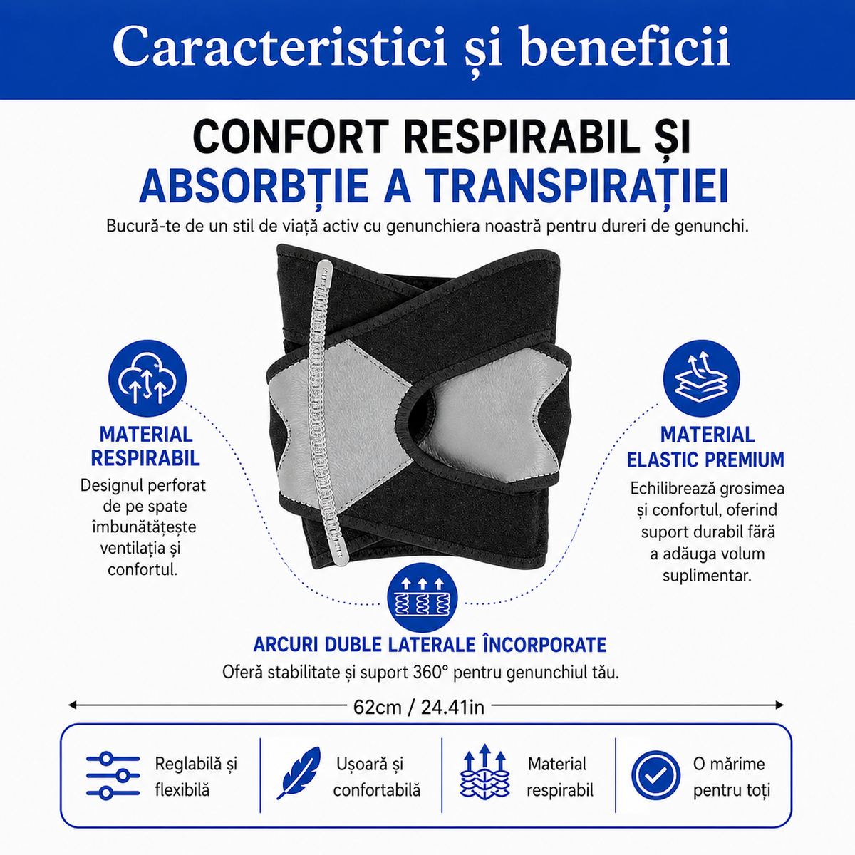 FlexiKnee – Genunchieră Ortopedică cu Suport 360°