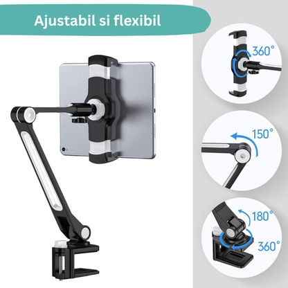 Suport Telefon & Tabletă din Aluminiu Reglabil 4.7” - 12.9” Negru