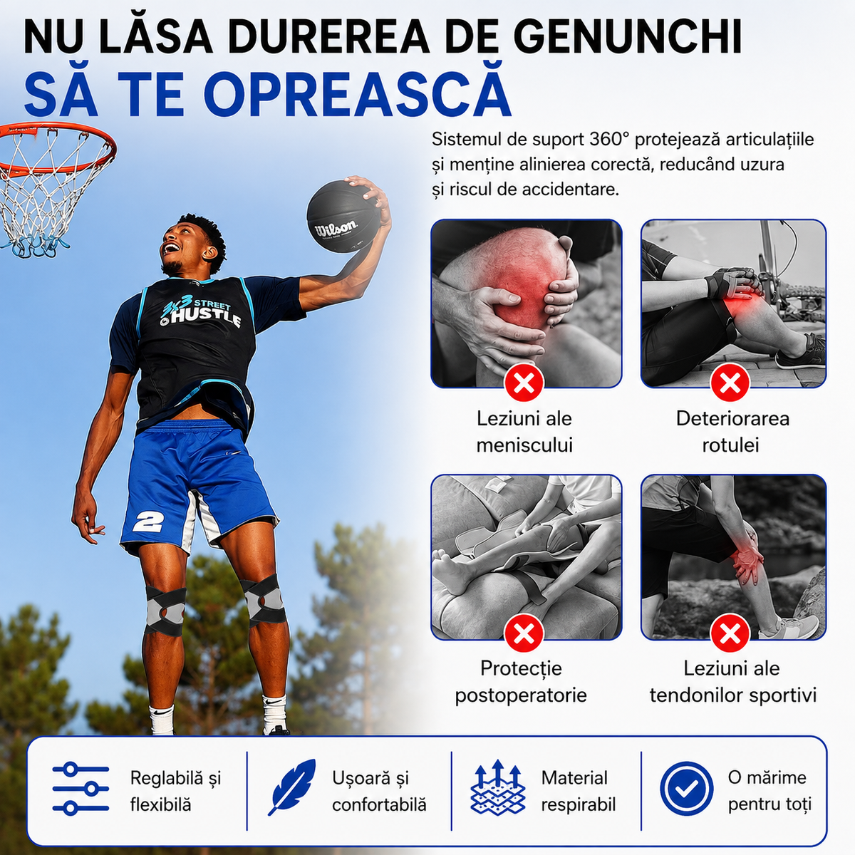 FlexiKnee – Genunchieră Ortopedică cu Suport 360°