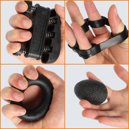 Flexor Mână Reglabil 5–60 kg + Set Antrenament Grip (5 Piese, Contor Repetiții)
