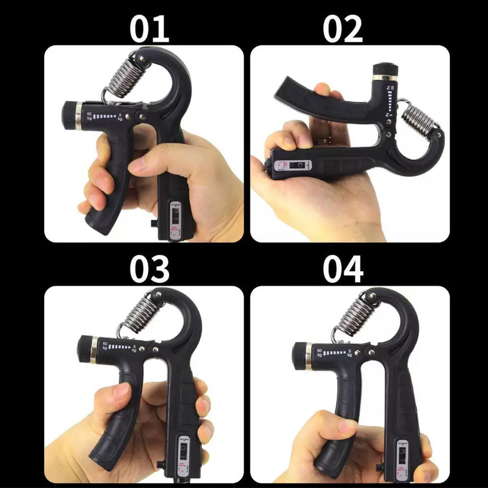 Flexor Mână Reglabil 5–60 kg + Set Antrenament Grip (5 Piese, Contor Repetiții)