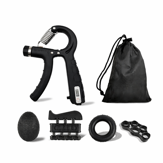 Flexor Mână Reglabil 5–60 kg + Set Antrenament Grip (5 Piese, Contor Repetiții)